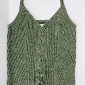 American Eagle Ribbed Knit Lace-up Tank